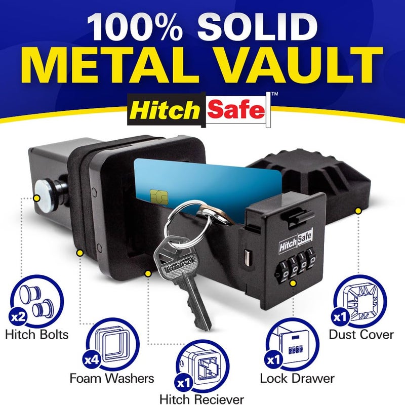 HitchSafe HS7000 Key Vault | Hidden Trailer Hitch Safe for Secure Key Storage | CarShare Turo | Weather Resistant and Durable with 4-Digit Combination Lock for Cars, Trucks, and SUVs - Image 2